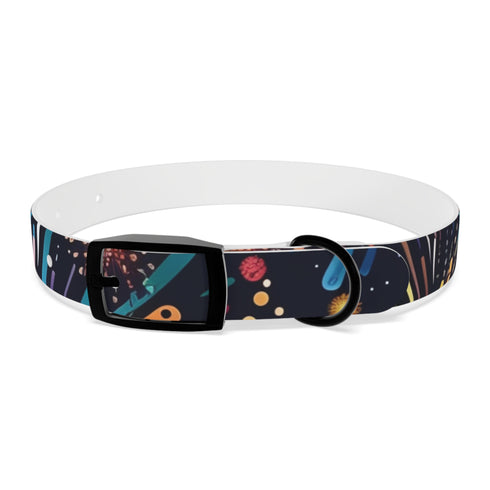 Dazzling black onyx fireworks design dog collar - perfect for celebrations!
