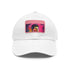 Neon watercolor baseball cap, white with light brown rectangle patch.