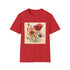 Hand-drawn floral charcoal T-shirt featuring delicate botanical sketch for summer vibes