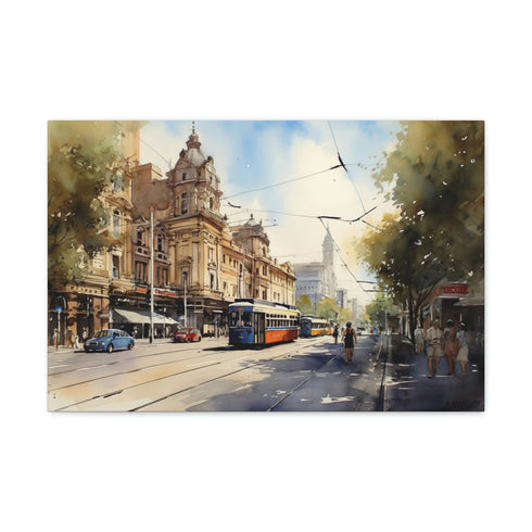 Elegant Melbourne cityscape canvas print for art and decor enthusiasts.