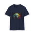 Charcoal cotton T-Shirt featuring neon Einstein canvas design for summer wear