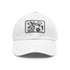 Colorful flower pattern baseball cap in white with light brown patch.