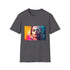 Charcoal cotton crew neck regular fit T-shirt with watercolor neon design