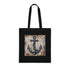 Harbor Hoist Tote Bag Black Cotton Anchor Rope Design.