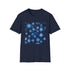 Charcoal cotton crew neck T-shirt with nature inspired symmetrical pattern