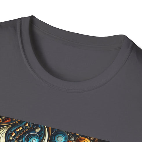 Charcoal fractal pattern T-shirt with crew neck and regular fit