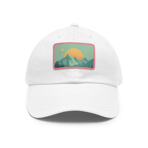 Minimalist Alpine Horizon Cap in White with Light Brown Rectangle Patch.