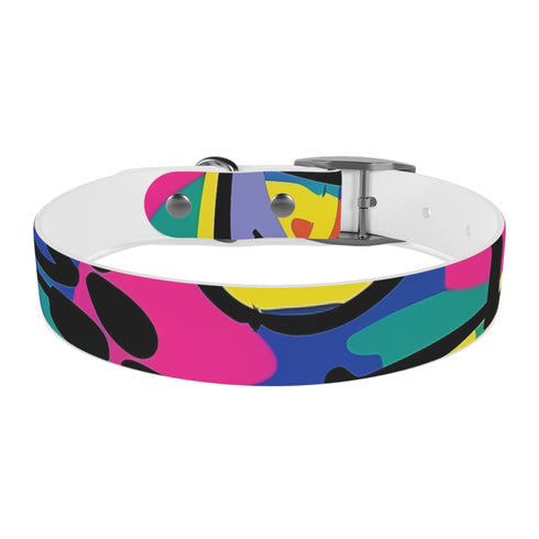 Neon graffiti dog collar M size in black onyx, urban chic.