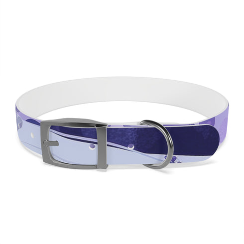 Stylish Lavender Fields Dog Collar: Vibrant floral pattern, M size, Black Onyx.