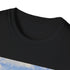 Charcoal cotton T-shirt with retro camper van seaside graphic