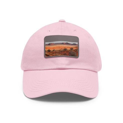 Desert landscape hat with unique rock formations - white/light brown design.