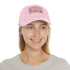 Botanical White Baseball Cap with Light Brown Patch and Rectangular Shape