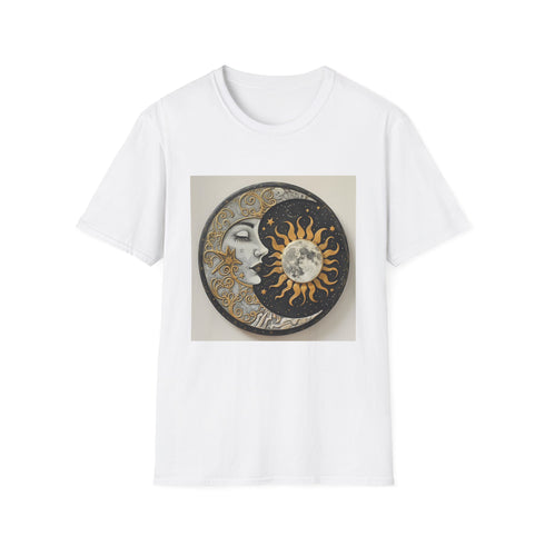 Mandala sun moon charcoal t-shirt with soft breathable cotton fabric