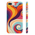 Alt text: 70s Soul: Groovy Pattern Phone Case in marine color palette, funky retro design perfect for vintage style, high-quality material, versatile and stylish, ideal for all seasons, makes a great gift. Shop now at BenCPrints.