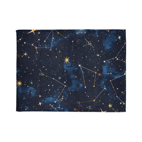 Starry Night Sky celestial blanket, 30'' x 40'', restful sleep-inducing sublimation pattern.