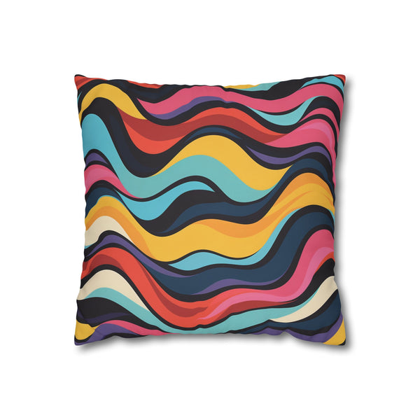 Retro 70s Groovy Swirl Seamless Pattern Square Cushion Cover - View 1 | Prints With Passion