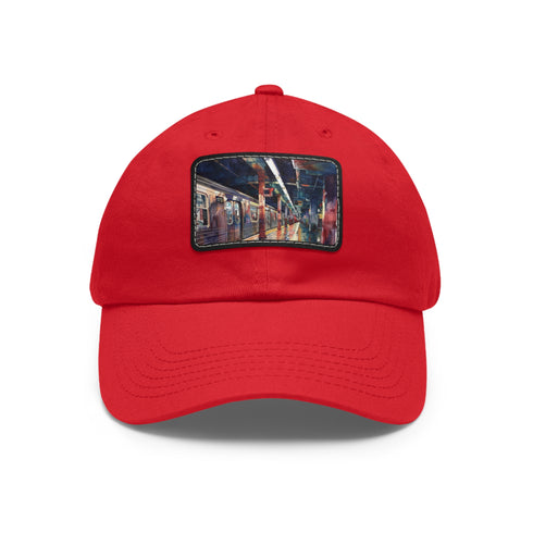 New York City Subway Sunset Watercolor Baseball Cap White Rectangle Variant