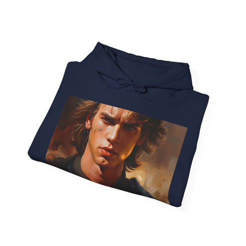 Navy Unisex Canvas Hoodie with Anakin Skywalker Painting Design