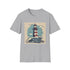 Charcoal hand-drawn lighthouse t-shirt with soft breathable cotton fabric