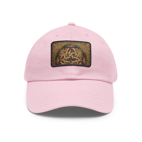 Stylish Celtic Knot baseball hat with light brown rectangular patch.