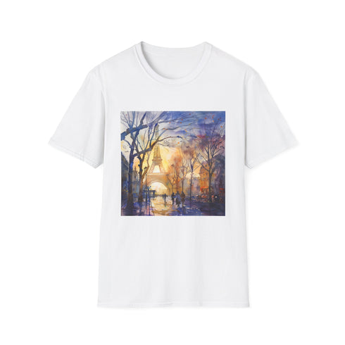Parisian Icon Watercolor Eiffel Tower T-Shirt Charcoal S Womens Mens.
