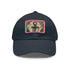 Nautical anchor and rope design white baseball hat with light brown patch.