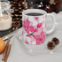 Pink and white cherry blossom ceramic coffee mug, 11 oz.
