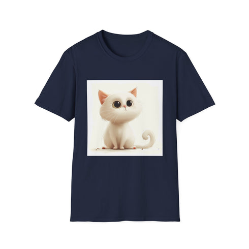 Cute Cartoon Cat T-Shirt in Charcoal for Men Women Size Small