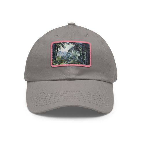White light brown patch rectangle Congo Rainforest Watercolor hat.