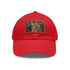 Cheetah print baseball cap, white with light brown patch.