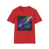 Charcoal cotton T-shirt with neon galaxy pattern and crew neck design