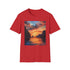 Charcoal cotton T-shirt with vibrant El Nido sunset painting design