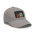 Neon watercolor splatter baseball cap with light brown patch.