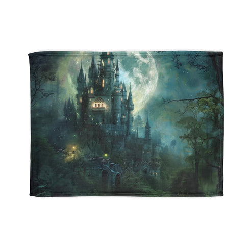 Disney Enchanted Castle Blanket: Moonlit forest with majestic castle design.