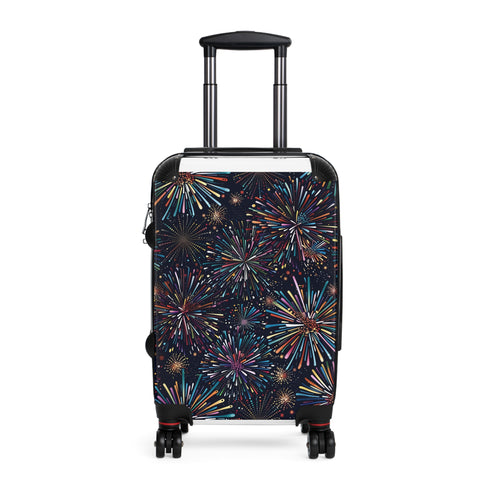 Colorful Firework Fiesta Suitcase Pattern Small Black Travel Bag.