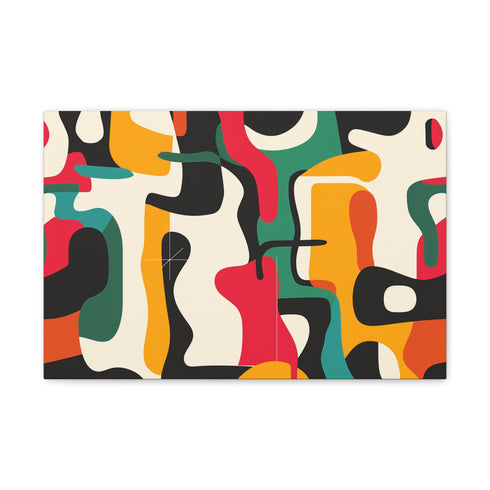 Colorful abstract canvas print, 18" x 12", vibrant modern pattern.