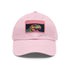 Bright neon Trex watercolor hat with light brown patch, rectangle shape.