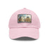 Louvre Paris watercolor cotton baseball cap with light brown patch.