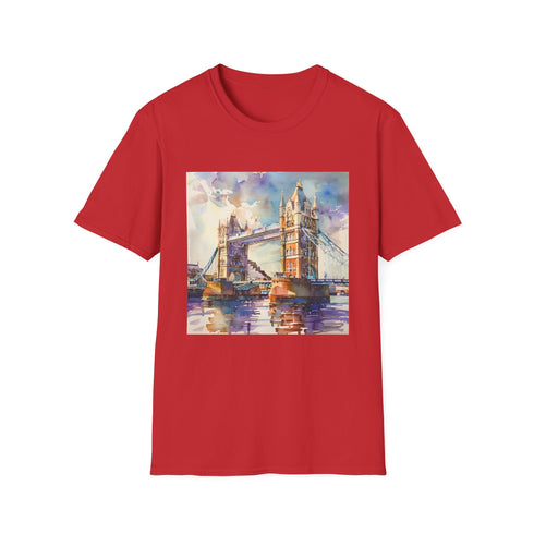 Charcoal cotton t-shirt featuring watercolor Tower Bridge design