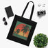 Golden Hour Palms Tote Bag in Black Cotton with Sunset Palm Design