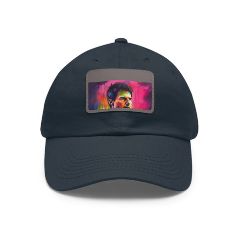 Neon Watercolor Baseball Cap with Light Brown Patch and Rectangle Shape