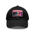 Neon watercolor charm baseball cap in white with rectangle patch.