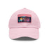 Neon watercolor splash baseball cap with light brown patch.