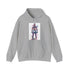 Vibrant navy hoodie featuring watercolor illustration of Conor McGregor in octagon.