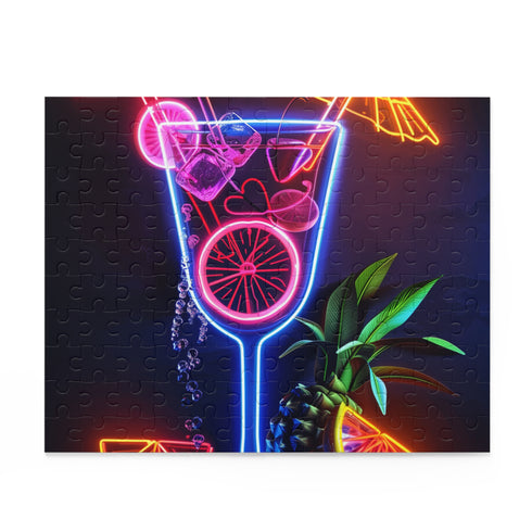Neon Cocktail Jigsaw Puzzle - Add tropical vibes to your home decor with this vibrant and fun puzzle.