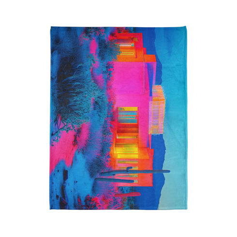 Desert Mirage Hiding Neon Palace Plush Fleece Throw Blanket