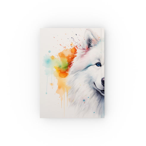 Samoyed Smiles Fluffy Friend Journal - Adorable watercolor cover with a heart-melting Samoyed puppy. Perfect gift for dog lovers!