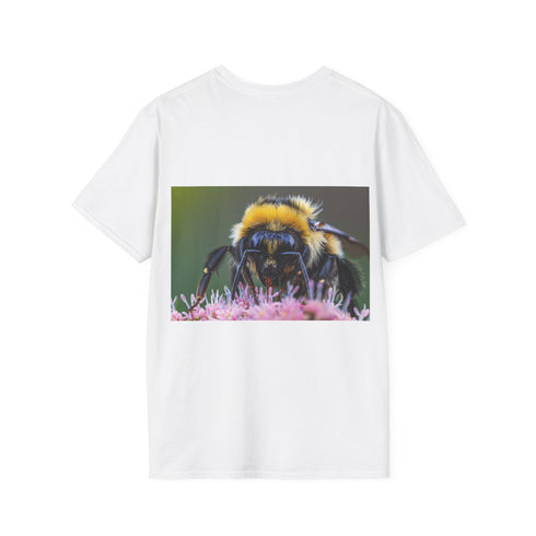 Watercolor bumblebee tee in charcoal, regular fit, DTG graphic design.