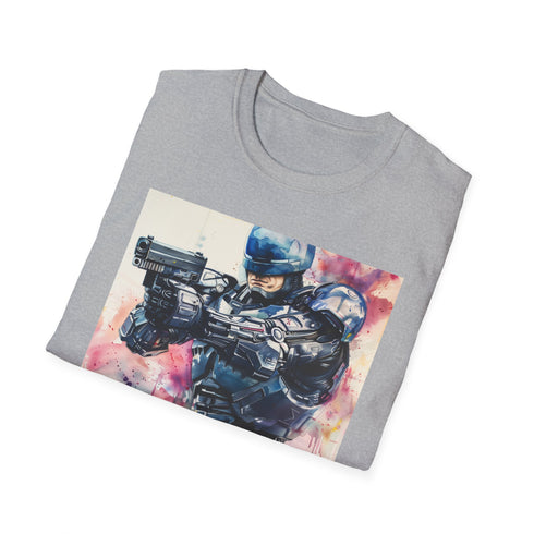 RoboCop graphic charcoal t-shirt with crew neck in small size.