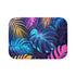 Vibrant electric palm bath mat with neon tropical design.